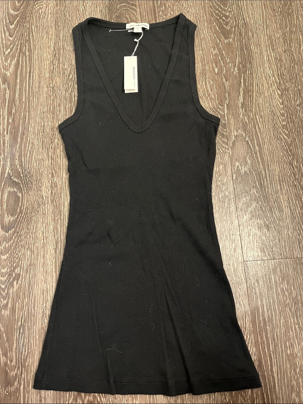 James Perse Black Ribbed V-Neck Cotton Tank